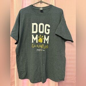Puppie Love Dog Mom T-Shirt - Gray and Gold